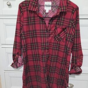New York Laundry Red Plaid Shirt L